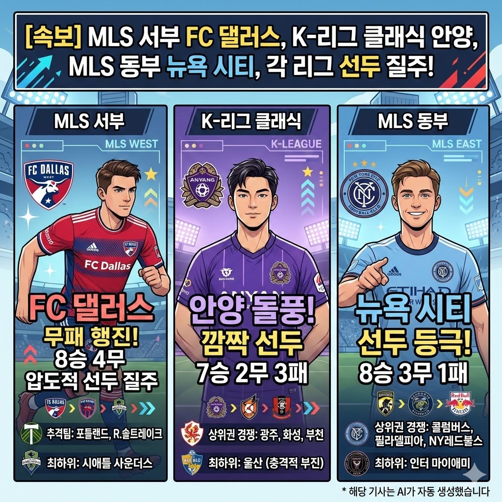 미국 MLS 서부 FC 댈러스 1위 질주 포틀랜드 팀버스
